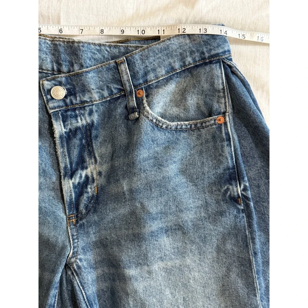 We The Free FP Boomerang Denim Shorts Womens 27 Blue Crossover High Rise
